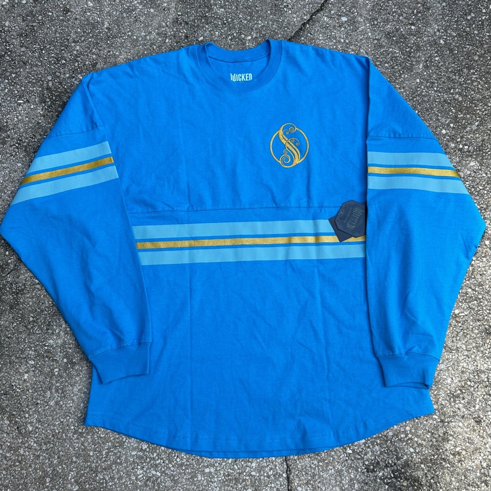 NWT Wicked Universal Studios Shiz University Spirit Jersey Blue Gold Mens L New